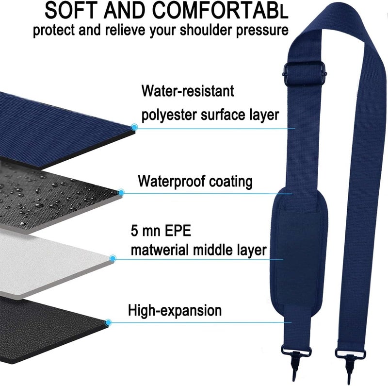 AREYLO Shoulder Strap, Durable 55" Universal Replacement Laptop Shoulder Strap, Adjustable Comfortable Belt with Metal Hooks for Briefcase, Computer Messenger Bag, Laptop Case Luggage/Duffel/Camera, (Blue) - Image 5